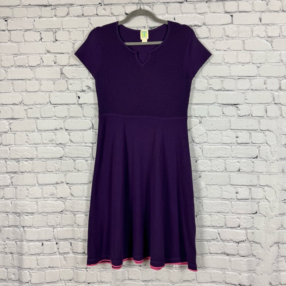 Title Nine Purple Midi Knit Sweater Dress Fit and Flare L